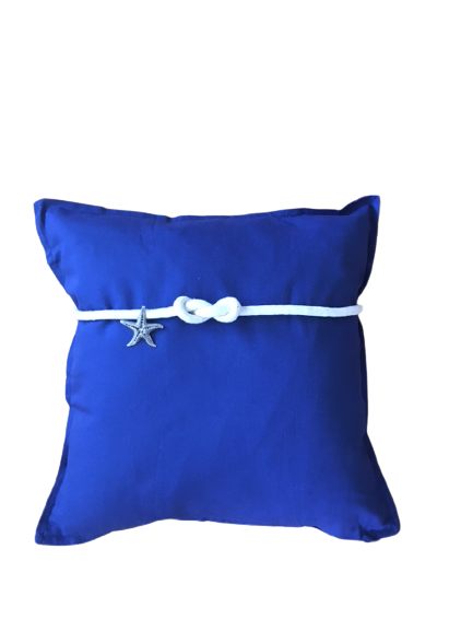 Ukrasni pamučni jastuk Plavi sa mornarskim čvorom