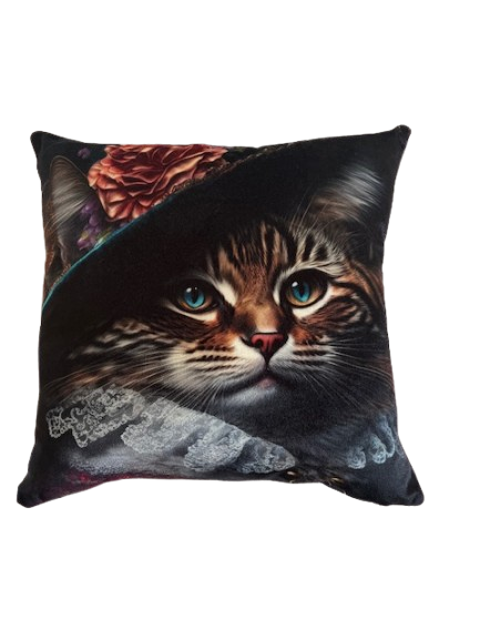 Deko plišani jastučić Mačak sa šeširom