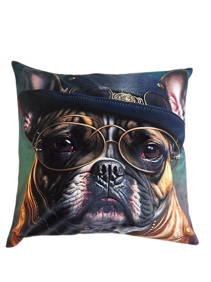 Dekorativni jastuk od pliša Mops bajker